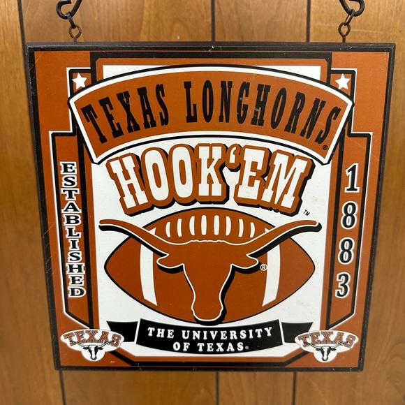 Texas Longhorns orange and white Hanging Wooden Square Plaque - Picture 6 of 6